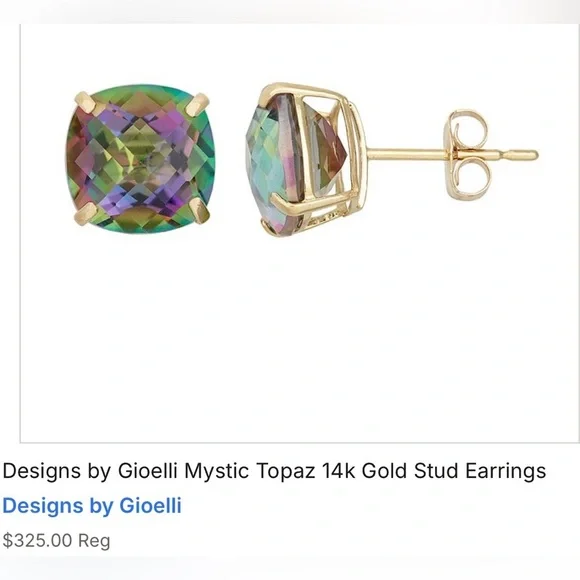 Mystic Topaz 14k Gold Pierced Earrings - Picture 9 of 10